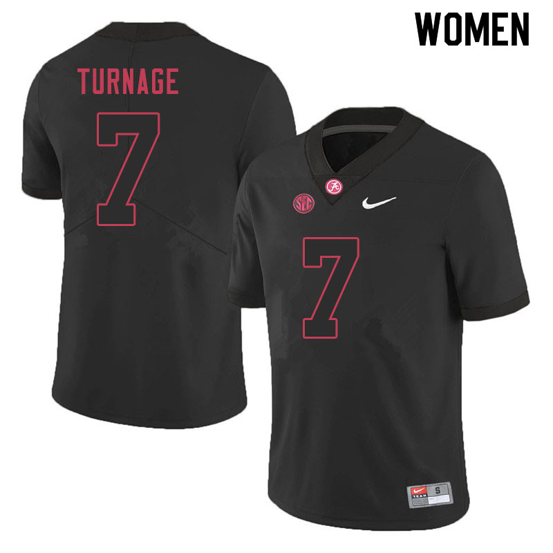 Alabama Crimson Tide Women's Brandon Turnage #7 Black NCAA Nike Authentic Stitched 2020 College Football Jersey YS16Y10QB
